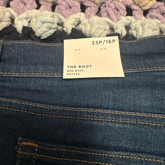 LOFT Mid Rise Boot Cut Jeans - Dark Blue - Picture 1 of 4